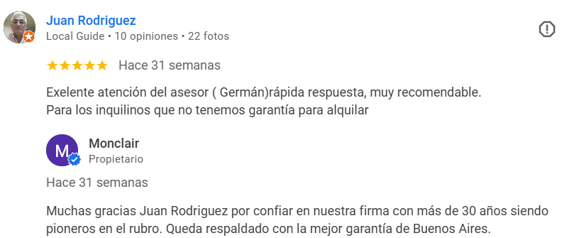cinco estrellas en opinion de google monclair